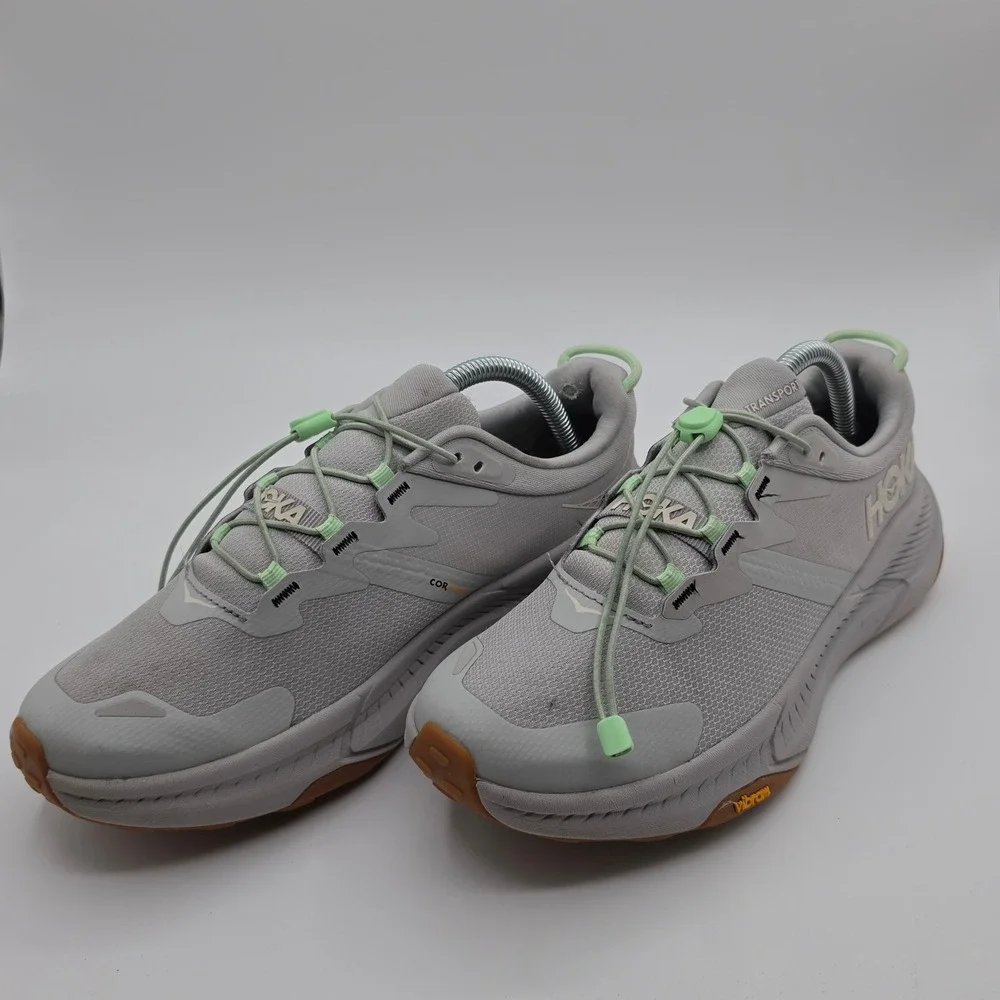 Hoka Transport Sneakers Womens 9 Gray Good Vibram Cordura Quick Lace Hiking